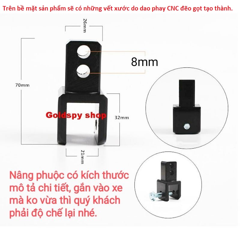 Nâng phuộc sau cho các loại xe - nâng giảm xóc sau - pass tăng thụt sau ( giá 1 cái )