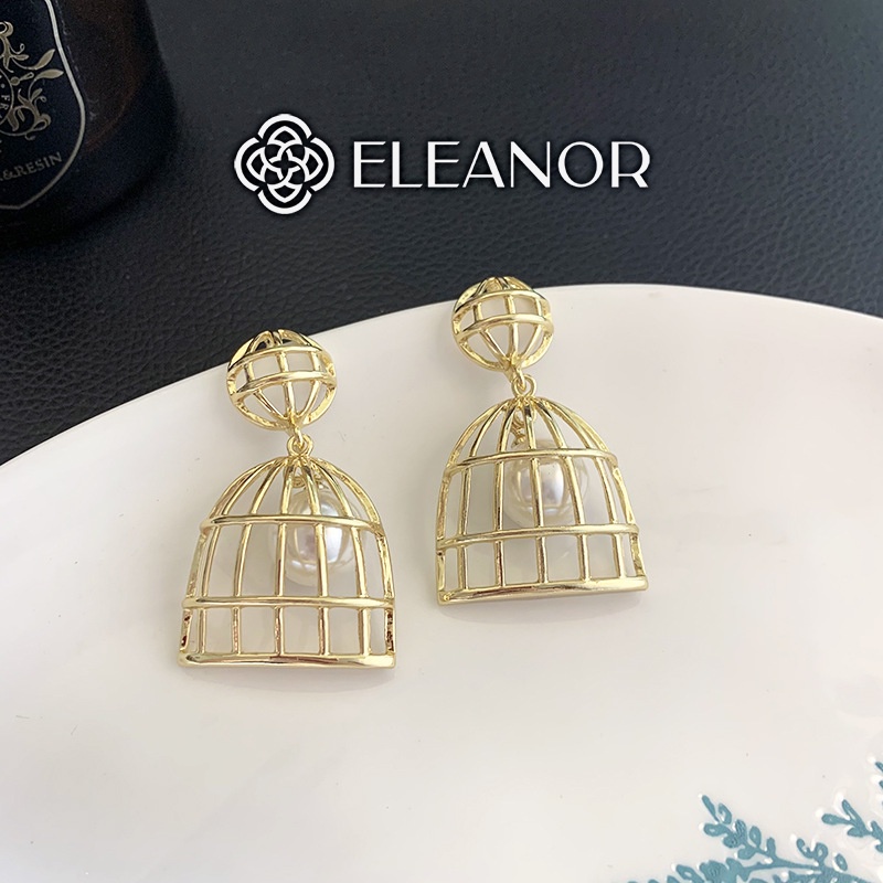 Bông tai nữ chuôi bạc 925 Eleanor Accessories hoạ tiết đèn lồng ngọc trai nhân tạo phụ kiện trang sức 5014