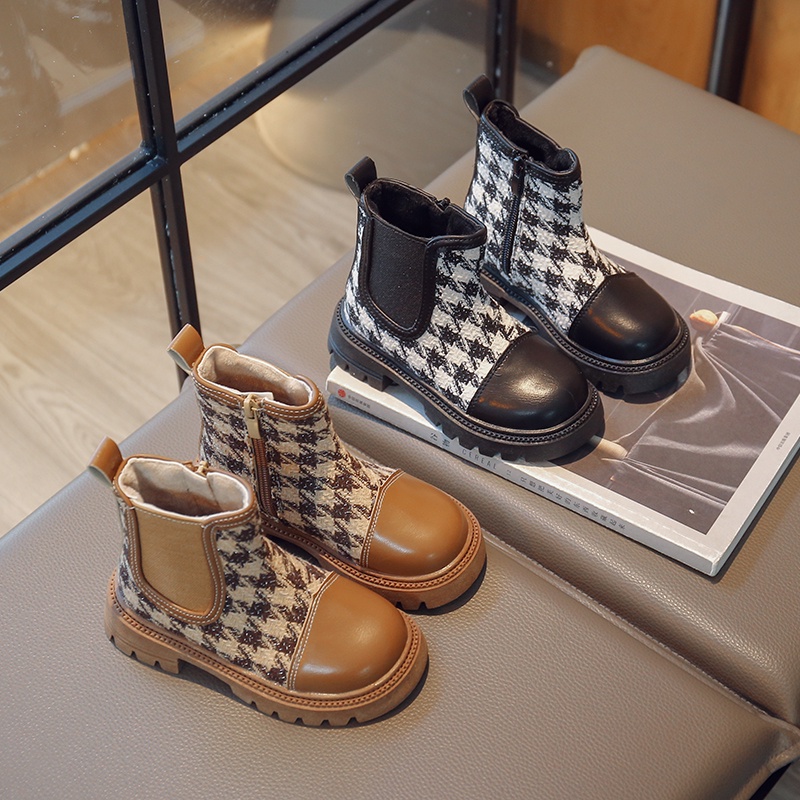 Giày Bốt Da Cổ Thấp Đế Mềm Chống Trượt Có Khóa Kéo Thời Trang Cho Bé Gái 3-16 Tuổi