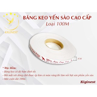 BĂNG KEO DÁN HỘP ÉP KIM YẾN SÀO CAO CẤP - MÀU VÀNG, ĐỎ - CUỘN 100m - MẪU KHÔNG VIỀN