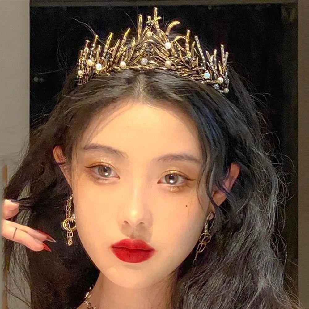 IVORY Vương Miện Cài Tóc Bằng Hợp Kim Phong Cách Baroque Thanh Lịch Thời Trang Dành Cho Cô Dâu