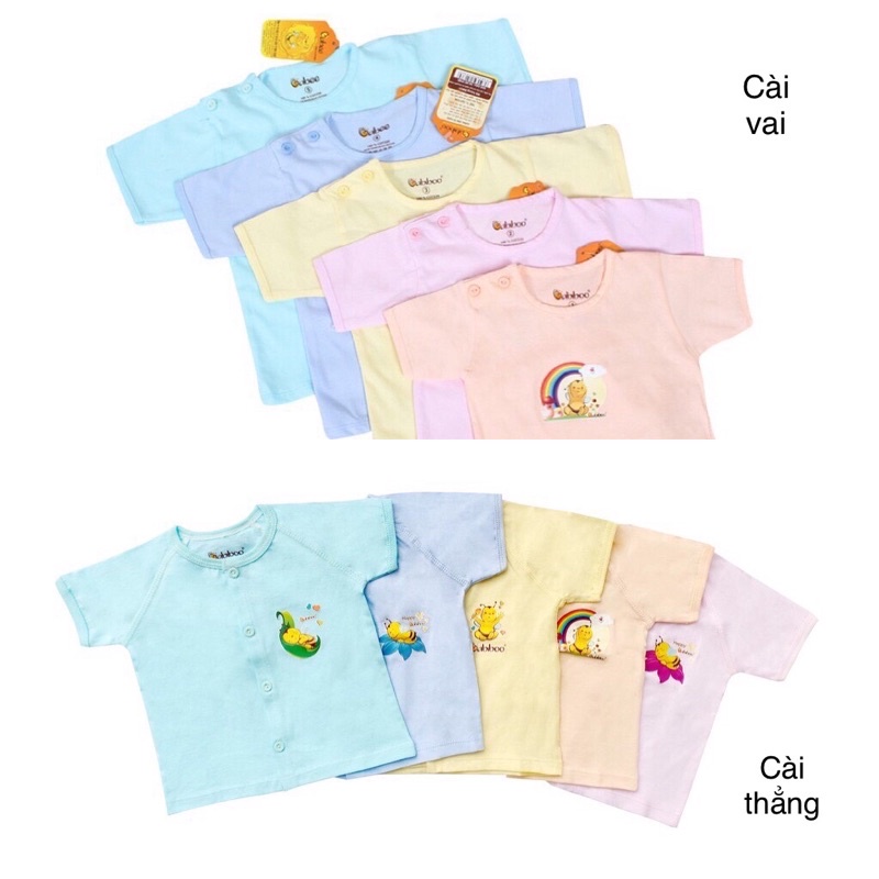 Áo thun cotton màu cài vai/cài giữa cho bé trai/gái