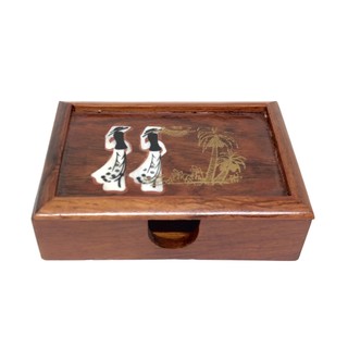 Hộp đựng card danh thiếp gỗ cẩn ốc để bàn có nắp đậy | phụ kiện văn phòng, bàn làm việc, lễ tân