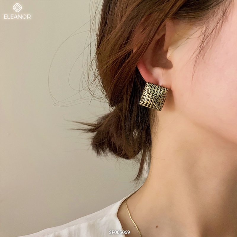 Bông tai nữ vuông Eleanor Accessories họa tiết chữ G độc đáo phụ kiện trang sức 5069
