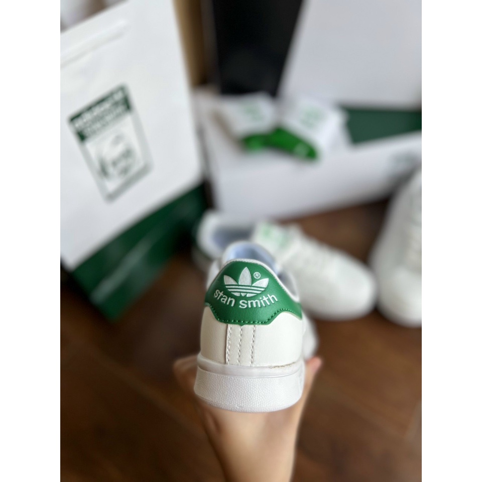 Giày adidas stan smith, giày stan smith gót xanh thấp mới full phụ kiện hàng quảng châu cao cấp, full size 36-43