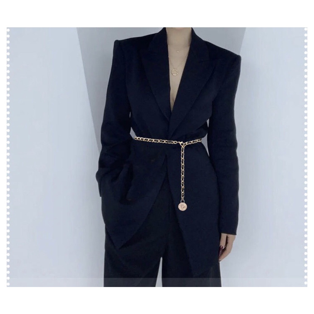 Đai váy xích phối da mix quần tây áo khoác blazer vest dạ cực xinh