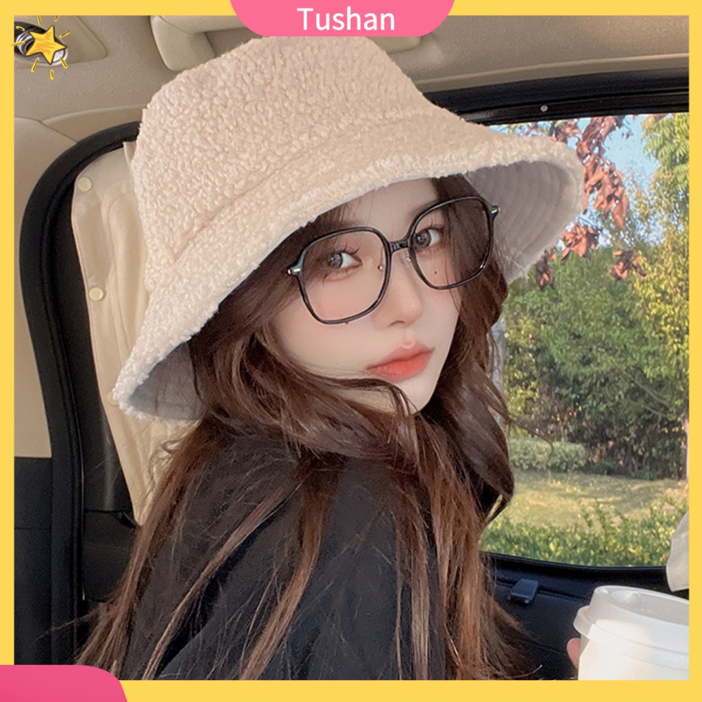 Mũ Bucket Chất Liệu Cashmere Giả Lông Thời Trang Cho Nữ