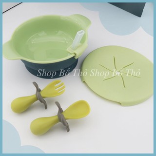 Bộ ăn dặm Silicon gồm Bát chống đổ, thìa nút hoa chống hóc cho bé - Giảm 30K khi mua theo set
