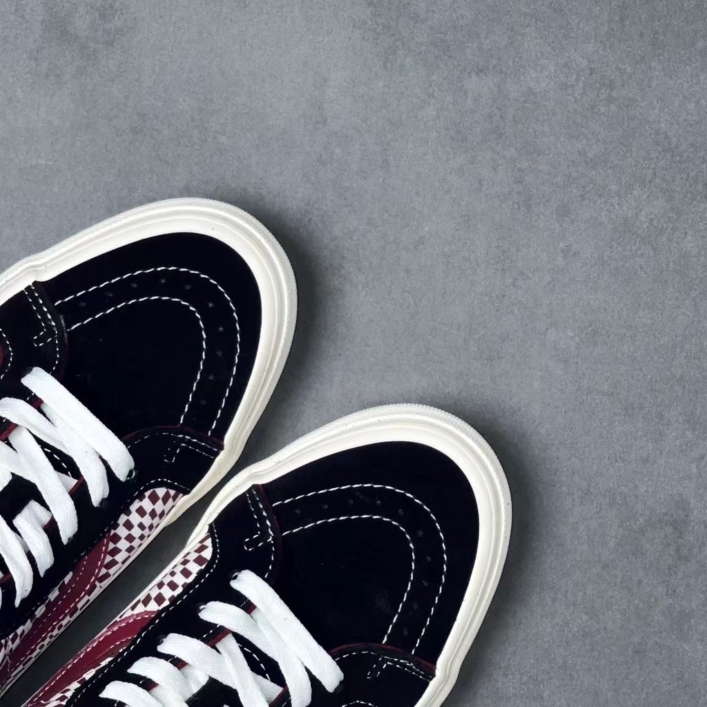 Giày Thể Thao VANS SK8-Mid Classic Mid-Top Kẻ Sọc Đỏ Tía Thời Trang Unisex-1983