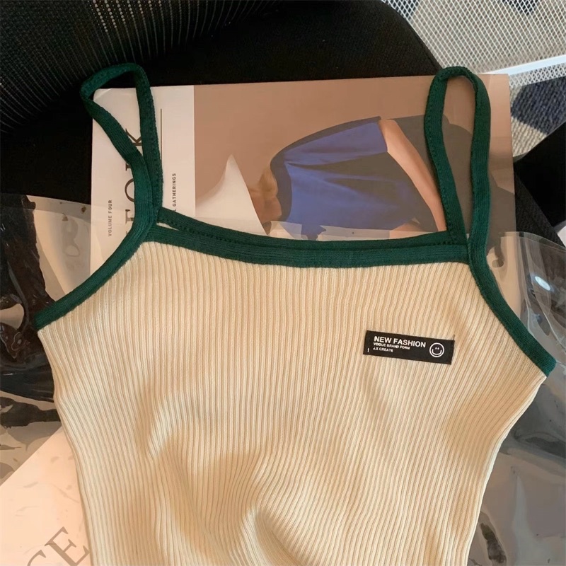 Áo croptop len 2 dây viền nhiều màu LOVI