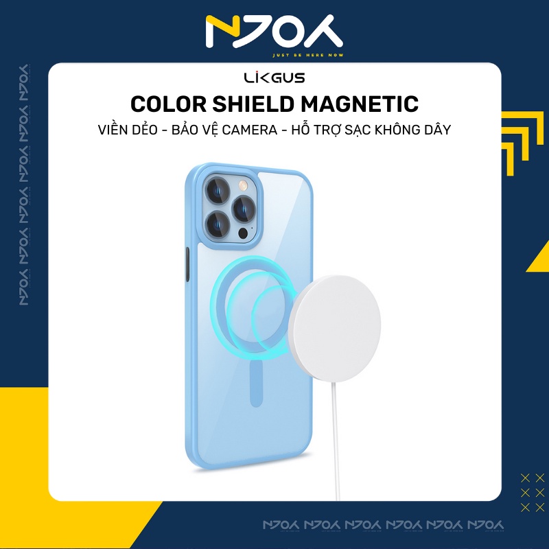 Ốp Hỗ Trợ Sạc Không Dây Likgus Trong Suốt Chống Ố Vàng Viền Màu Bảo Vệ Camera Cho iP 13 14 Pro Max Njoyshop