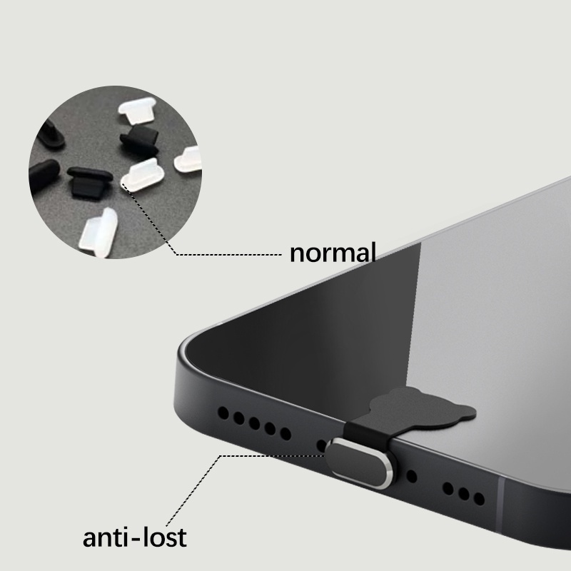 Nắp Đậy Cổng Sạc Chống Bụi Chống Nước Bằng Silicon Cho IPhone Type-C Hình Gấu / Đám Mây / Mèo / Gấu Lầu Năm Góc