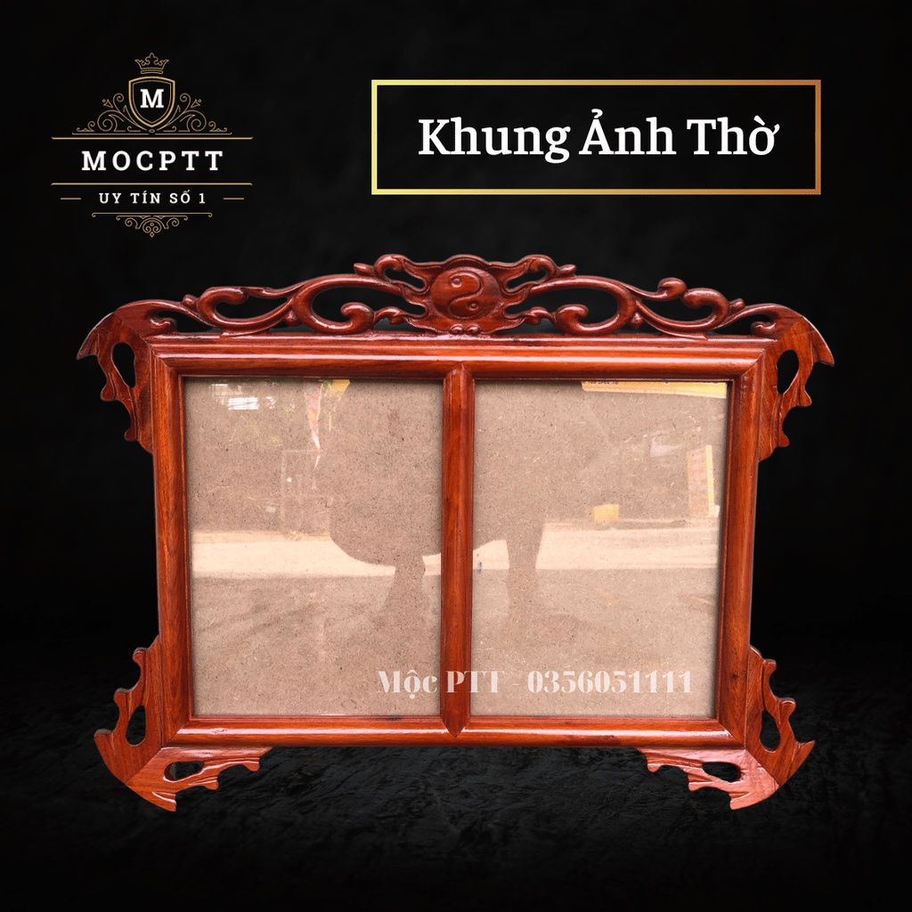 Khung ảnh thờ Treo mẫu hoa lá tây gỗ Hương kích thước ảnh 18 x 24 20 x 30 25 x 35 cm