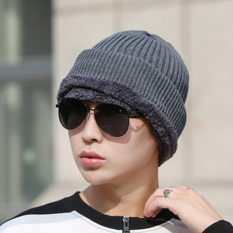 Set Mũ Beanie Và Khăn Choàng Cổ Dày Dặn Giữ Ấm Mùa Đông Cho Nam