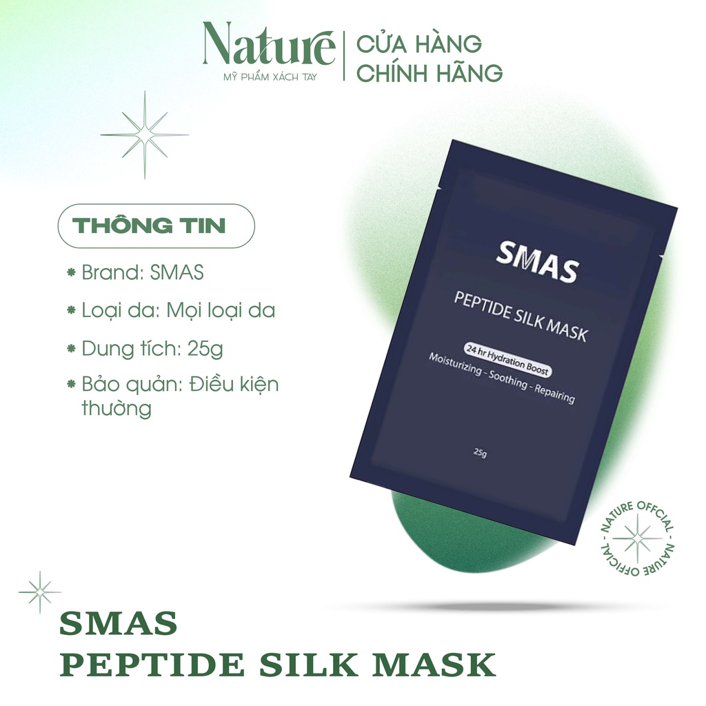 Mặt nạ dưỡng và phục hồi da SMAS Peptide Silk Mask 24H Hydration Boost 25G Nhật Bản dành cho da nhạy cảm, treatment | BigBuy360 - bigbuy360.vn