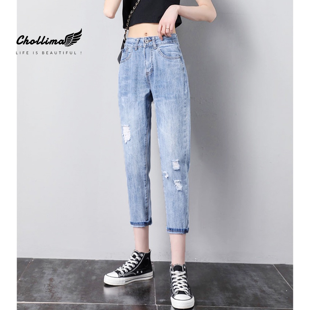 Quần jeans nữ Chollima ống nhỏ rách QD251 ulzzang phong cách hàn quốc trẻ trung năng động