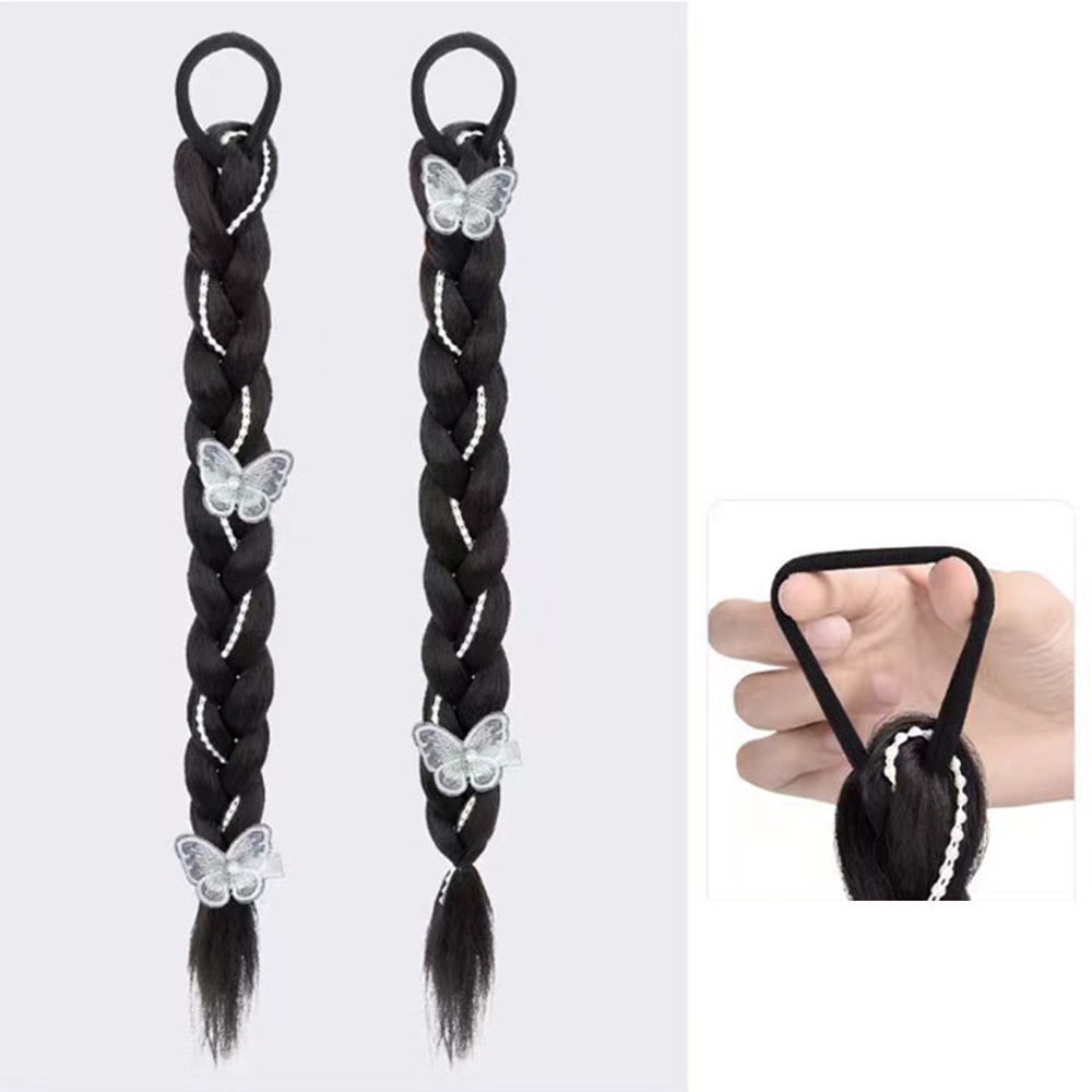 Tóc Giả Thắt Bím Đuôi Ngựa Bằng Sợi Xương Cá Đính Ngọc Trai Phong Cách Ngọ