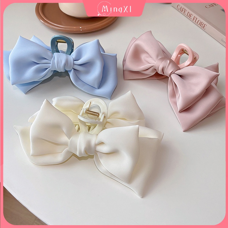 Kẹp Tóc Nơ Bằng Nhựa Satin Thời Trang Hàn Quốc Cho Nữ