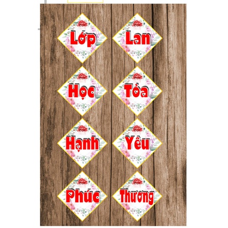 Khẩu hiệu LỚP HỌC HẠNH PHÚC - LAN TỎA YÊU THƯƠNG in Decal bóc dán cỡ 20x20cm đã cắt viền sẵn