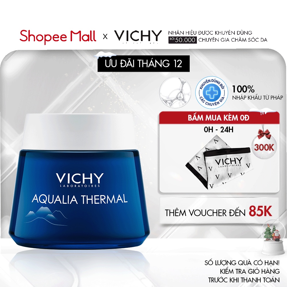 Mặt nạ ngủ dưỡng ẩm giúp làm sáng da Vichy Aqualia Thermal Night Spa 75ml
