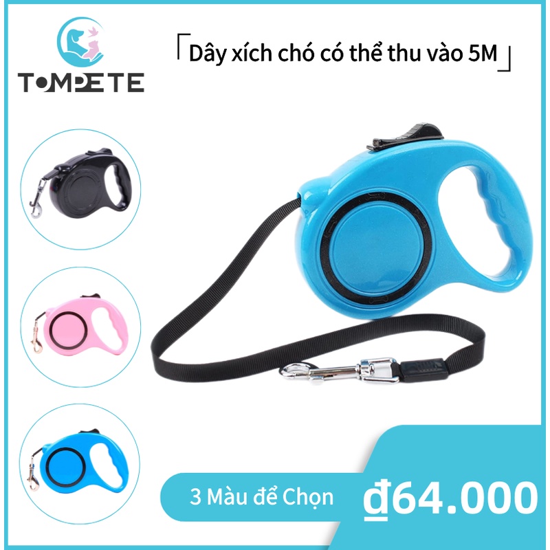 Dây dắt chó có thể thu vào 5M Dây dắt chó tự động có tay cầm chống trượt Dây xích cho chó có thể mở rộng với phanh một nút cho chó có kích thước nhỏ lên đến 15kg