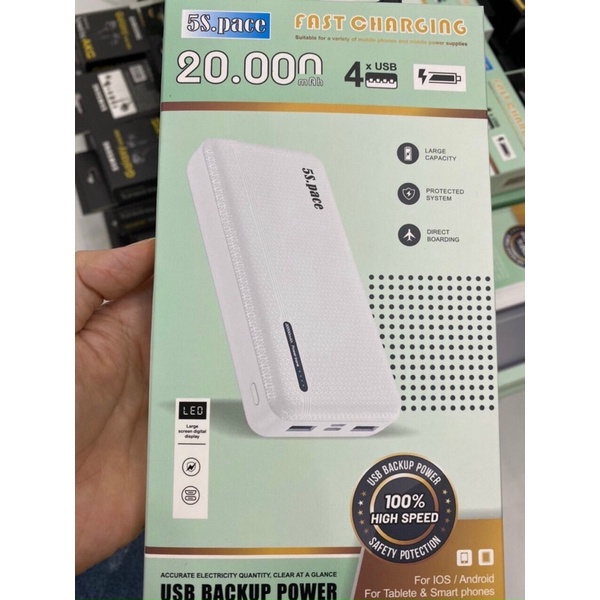 Sạc dự phòng 5s pace 20.000mAh T2 Sạc nhanh 3A