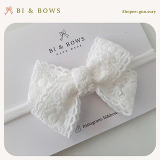 Turban ren hoa trắng handmade cho bé