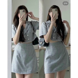 Set vest croptop + chân váy