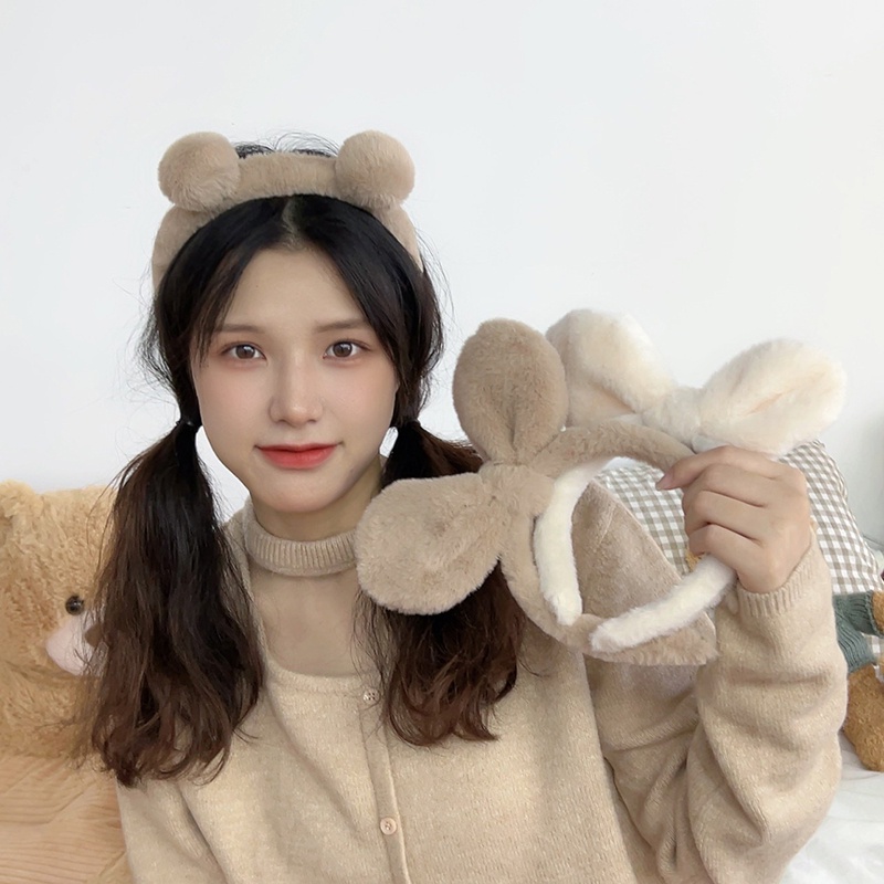 1 Băng Đô Lông Nhung Mềm Mại Màu Trơn Thời Trang Dùng Rửa Mặt / Trang Điểm DIY