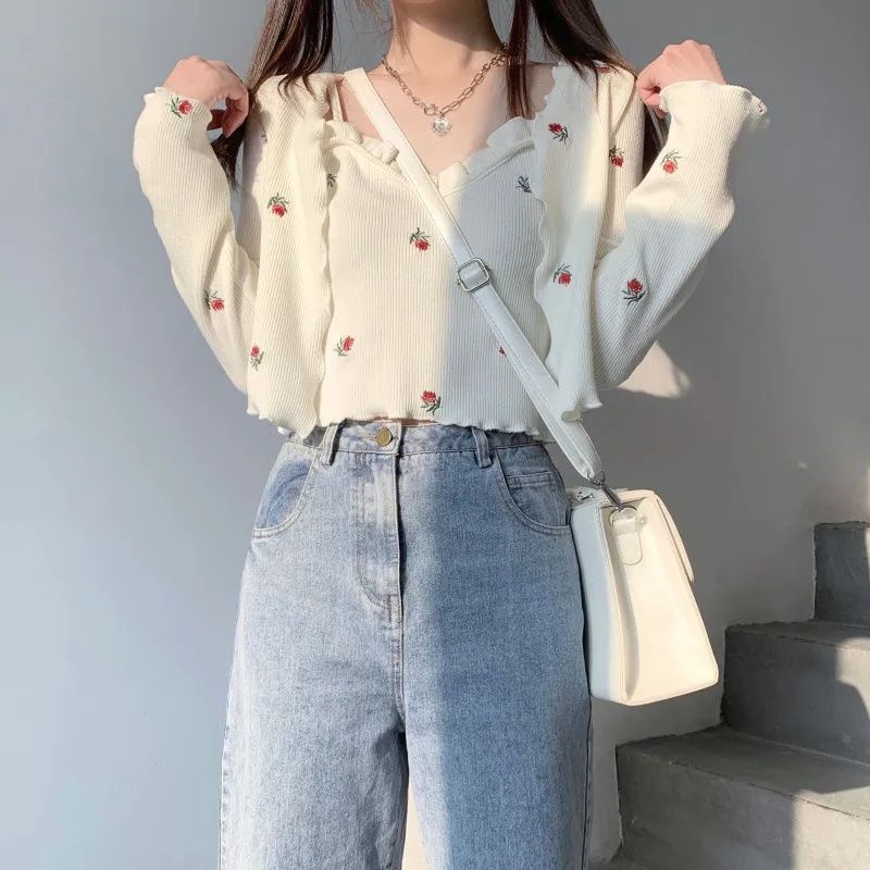 Áo Hai Dây Mềm Mại Thêu Họa Tiết Hoa Hồng Phong Cách Nhật Bản 2022 2022