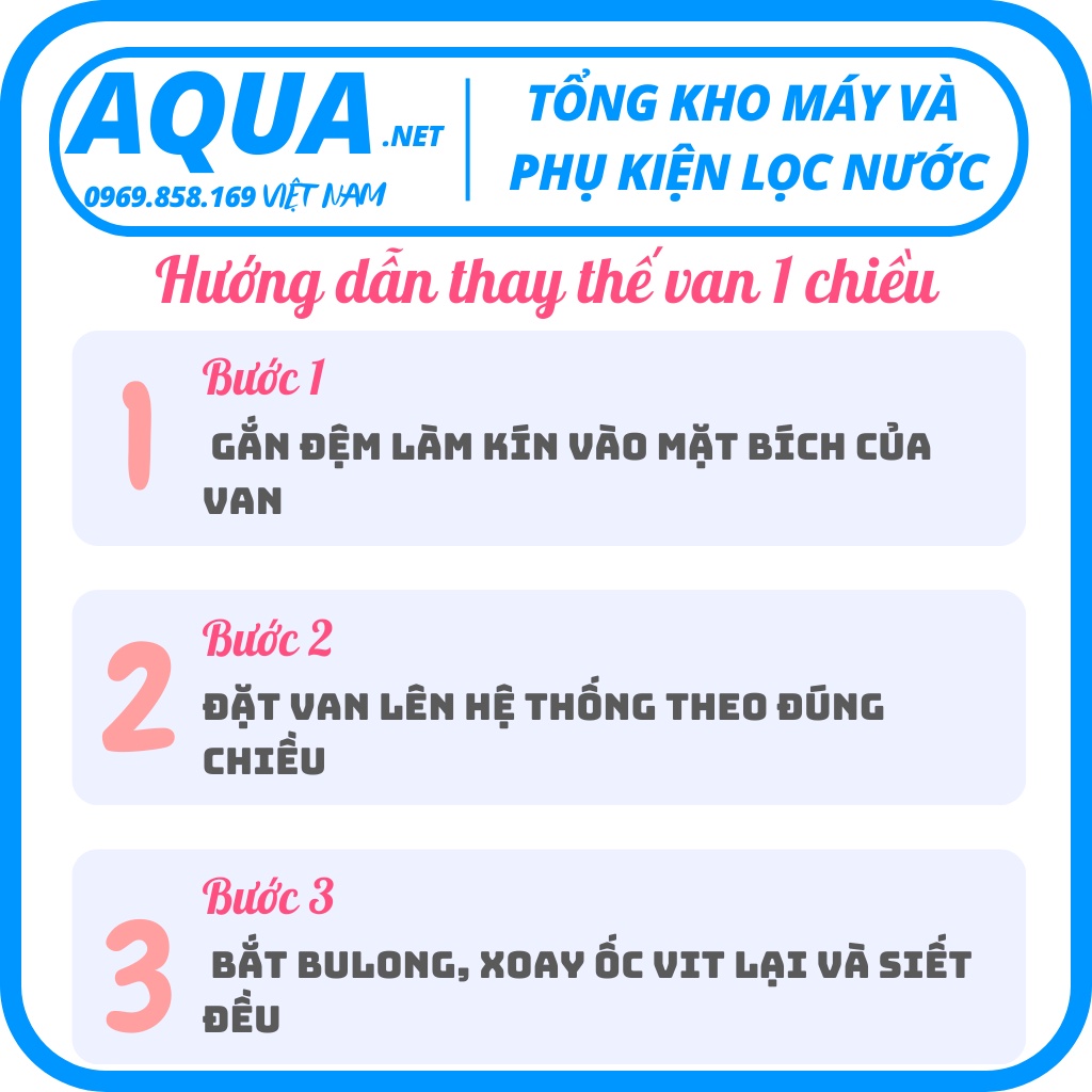 Van 1 chiều, van co vuông của máy RO 1 đầu ren 10-1 đầu dây 6