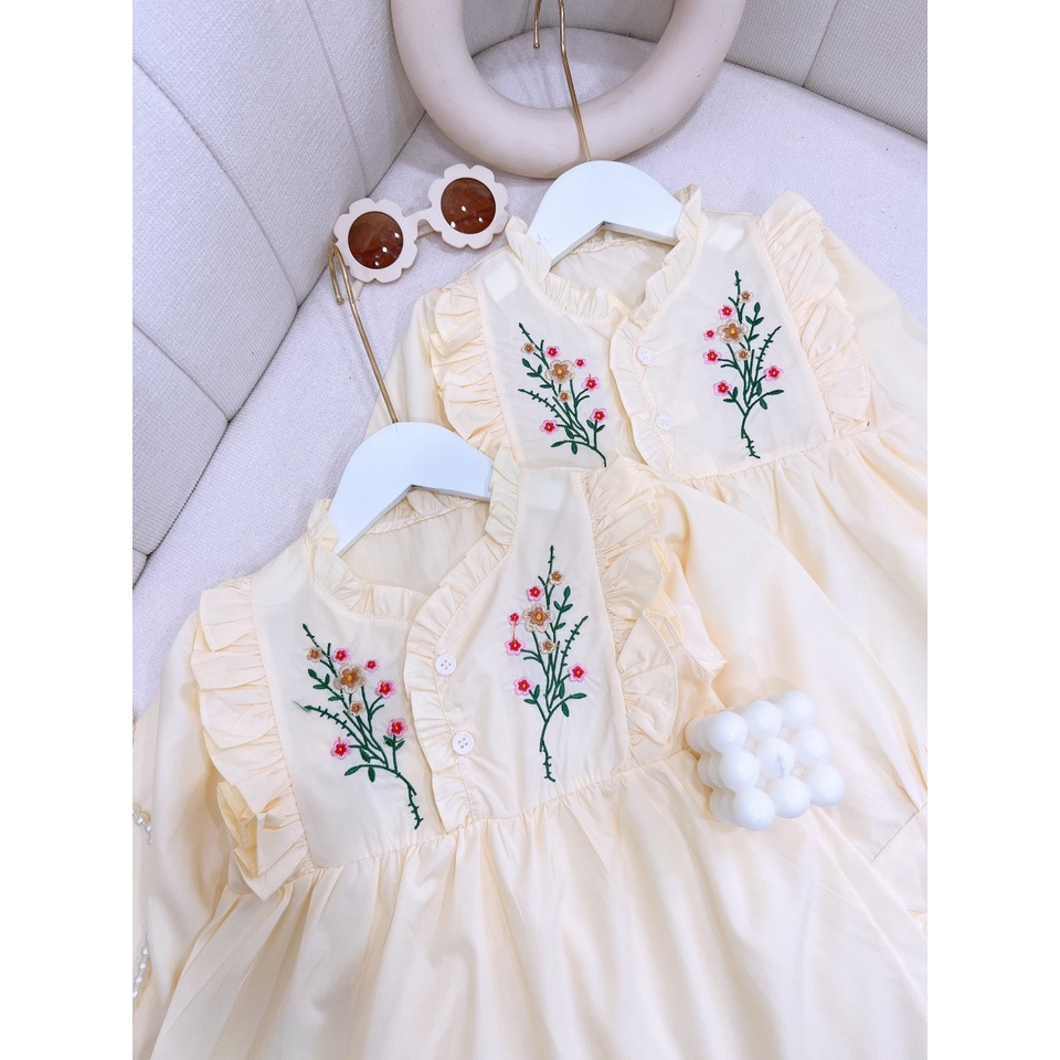 Váy đầm xếp ly ren cao cấp cho bé gái 8-20kg