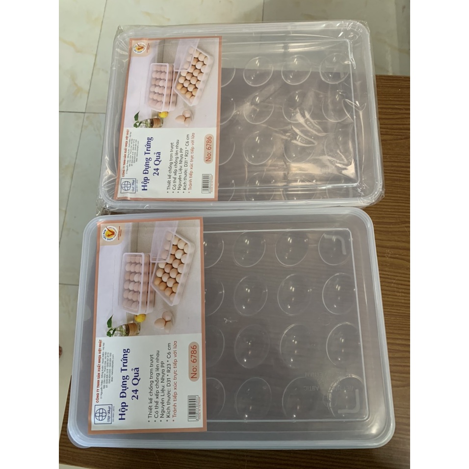 Hộp đựng trứng 24 quả Việt Nhật 6786 Khay đựng trứng có nắp bảo quản tủ lạnh