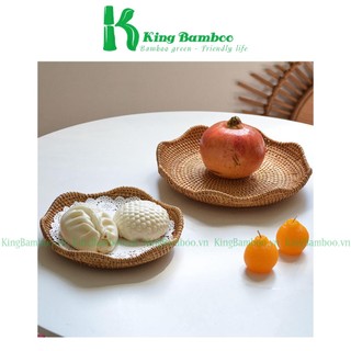 Đĩa mây thấp đựng hoa quả đồ ăn mây tre đan KING BAMBOO