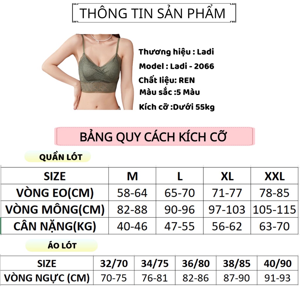 Áo Bra Ren LADI Cao Cấp Thiết Kế Họa Tiết Ren Sexy Quyến Rũ MÃ 2066