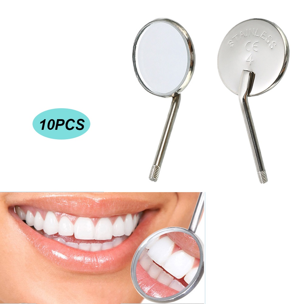 Set 10 Gương Nha Khoa Bằng Thép Không Gỉ Chăm Sóc Răng Miệng