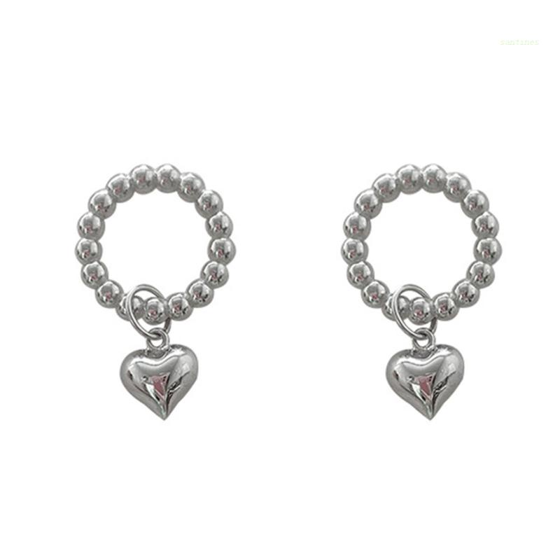 Bông Tai Hình Trái Tim Tròn Lấp Lánh Thời Trang Cho Nữ