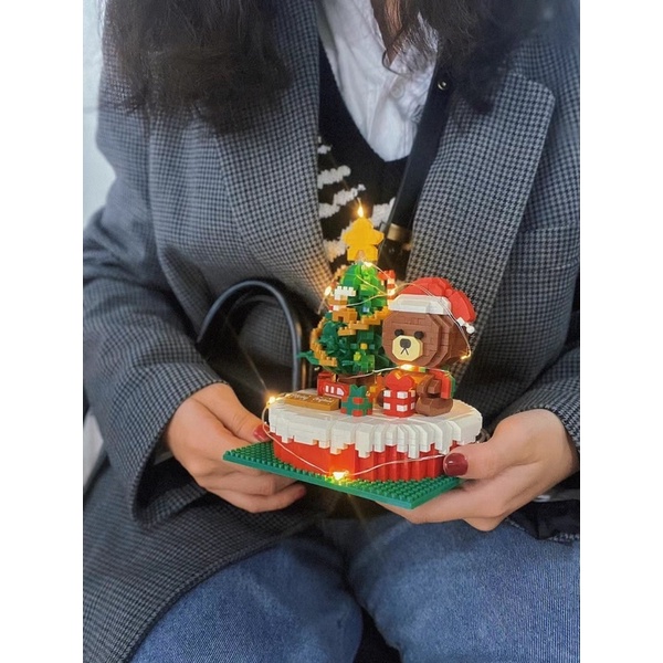 Đồ chơi xếp hình Legogi HỘP GẤU NOEL  mô hình trưng bày trang trí Giáng Sinh quà tặng sinh nhật