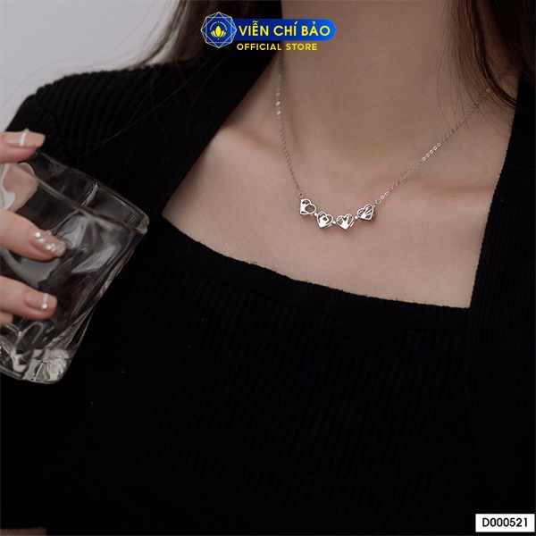 Dây chuyền bạc nữ cỏ 4 lá ghép LOVE chất liệu bạc 925 thời trang phụ kiện trang sức Viễn Chí Bảo D000521
