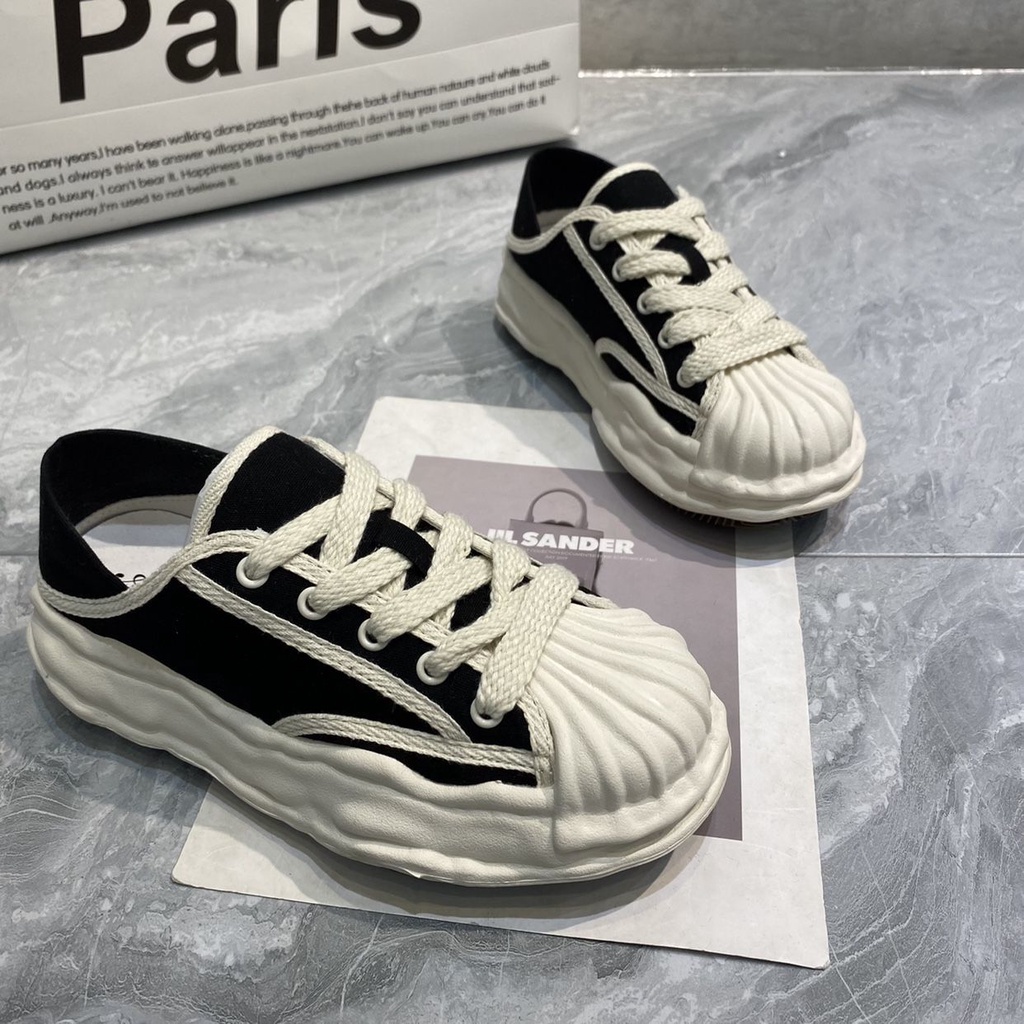 Giày kasut butshoes Hai Lớp Mũi Vỏ Sò Phong Cách Hàn Quốc Thời Trang Mùa Hè 2022 Mới Dành Cho Bạn Nữ