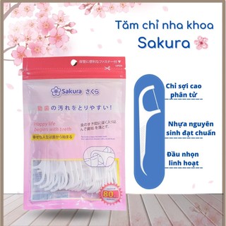 [ Combo 3 gói ]Tăm chỉ nha khoa Sakura 80 cây, loại bỏ mảng bám. vệ sinh răng miệng hiệu quả, Tăm chỉ nhật bản -Loki