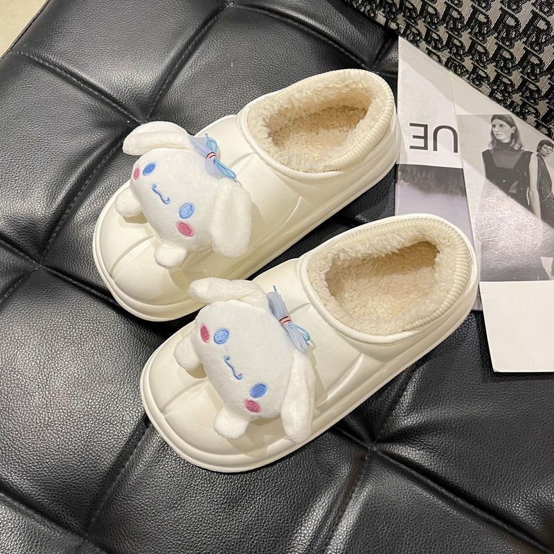 Dép Bông Đi Trong Nhà Ấm Áp Chống Trượt Hình Kuromi Cinnamoroll My Melody Dễ Thương