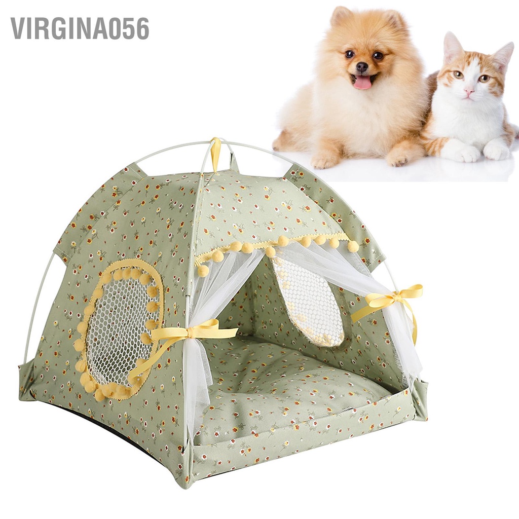Có thể bán buôn Cat Tent House Bán khép kín Có thể gập lại Thông gió Gạc Rèm Di động Mùa hè Vật nuôi Lều Nest cho Pet Dog Virgina056 Hàng giao ngay