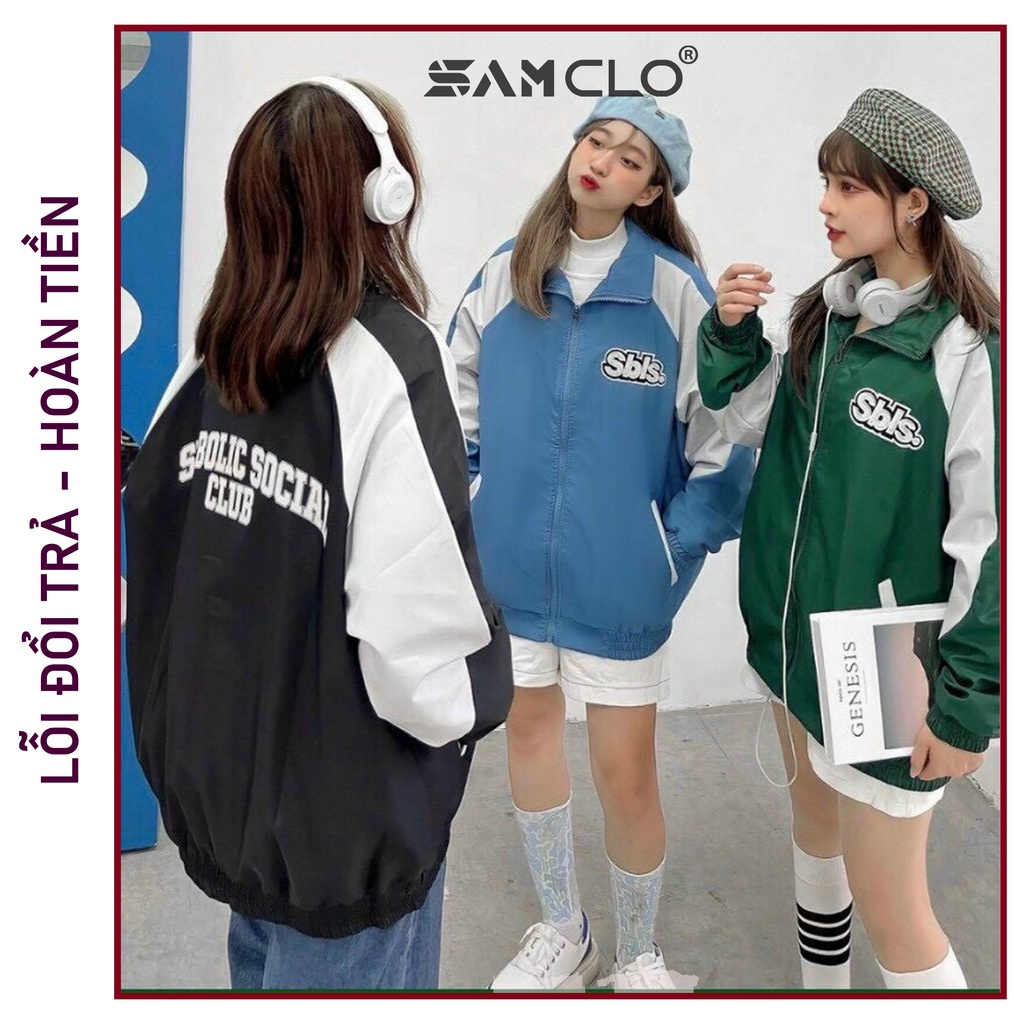 Áo khoác dù nam nữ bomber 2 lớp SAM CLO phong cách bóng chày form rộng unisex mặc cặp - couple in chữ SBLS