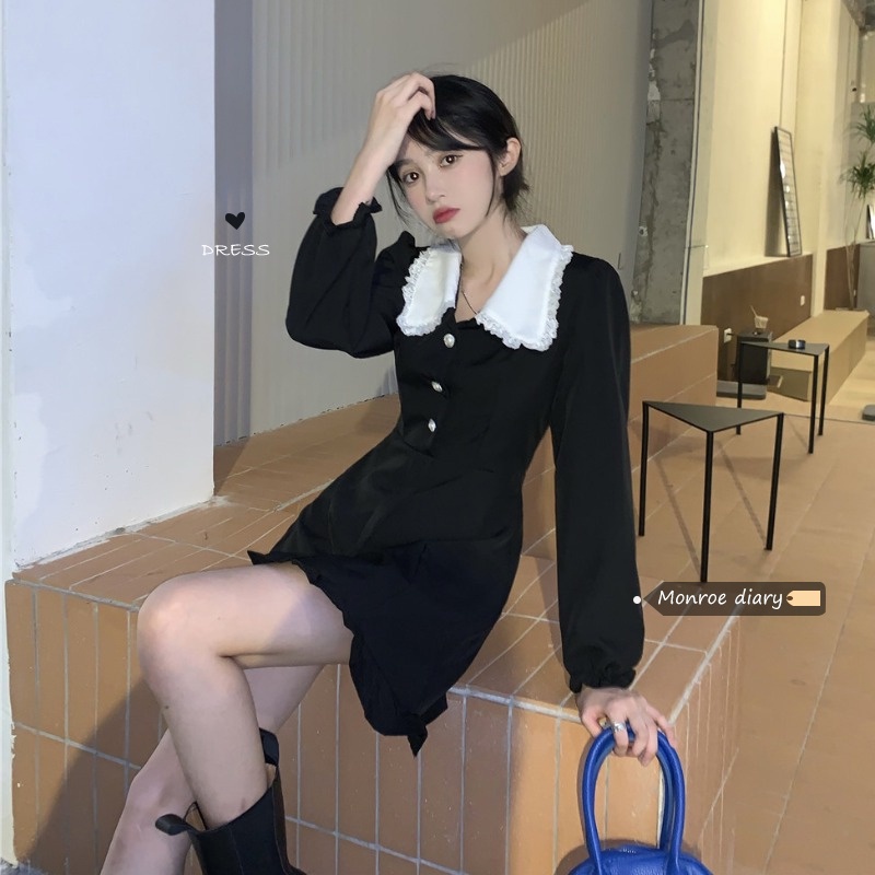 H.A.N STORE H.A.N STORE Đầm ngắn cổ bẻ thời trang Hàn Quốc ngọt ngào dành cho nữ