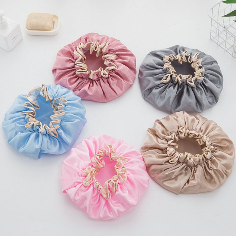 1 Mũ Tắm Trùm Đầu Hai Lớp Dày Dặn Co Giãn Chống Bụi Chống Nước Cho Nữ