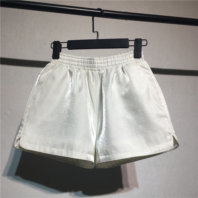 S-XL Quần Short Chữ a Lưng Cao Ống Rộng Vải Lụa Lạnh Co Giãn Thời Trang Xuân Hè Cho Nữ