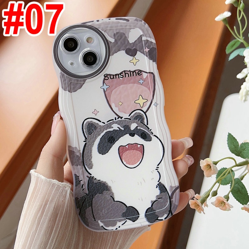 Cute Casing Redmi 12C A1 10C 10A 9C 9A 9S 8 6A 5A Note 12 4G 5G 11S 11 10s 10 Pro 9 9S 8 POCO X4 X5 M3 X3 Pro NFC Cartoon Raccoon Duck Waves Edge Fine Hole  Soft Phone Case Cover STB 07