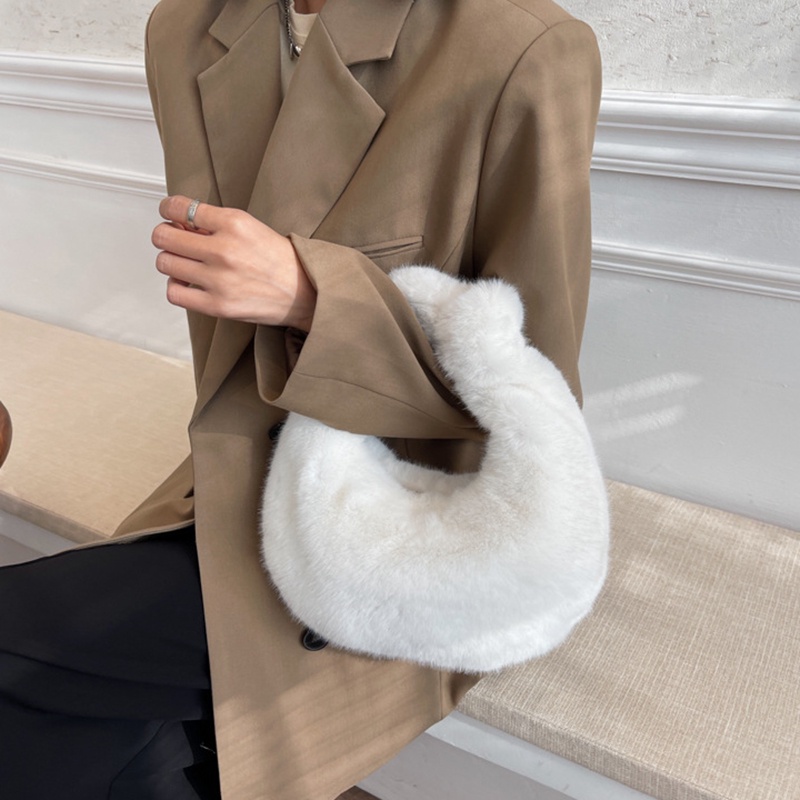 Túi xách IELGY vải lông màu trơn thắt nút thời trang cho nữ