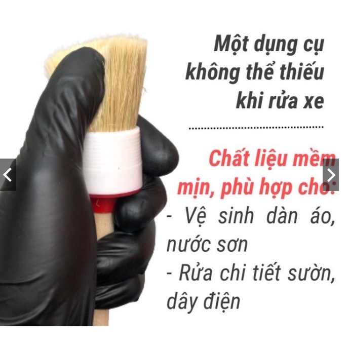 BỘ 5 CỌ LÔNG HEO CÁN GỖ MỀM RỬA XE CHI TIẾT CHUẨN DETAILING